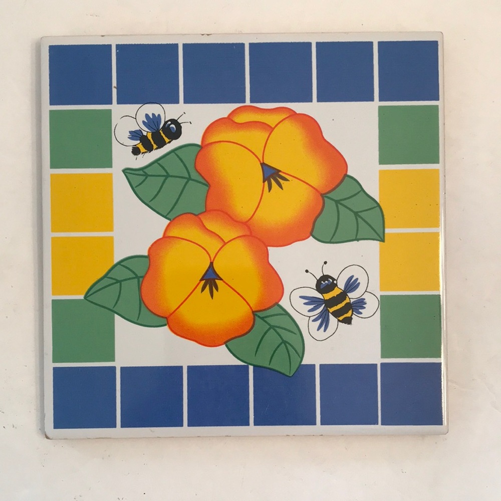Bee & Floral Tile 6” by 6”
